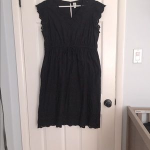 Black Eyelet Maternity Dress Eyelet ruffle sleeved